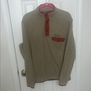 Eddie Bauer Men's Tan and Red pullover